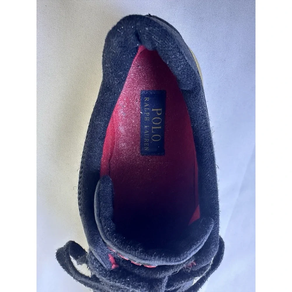 Polo Ralph Lauren Sneakers Black Hellidon Men's Sz 9.5 D Canvas‎ Pony Shoes